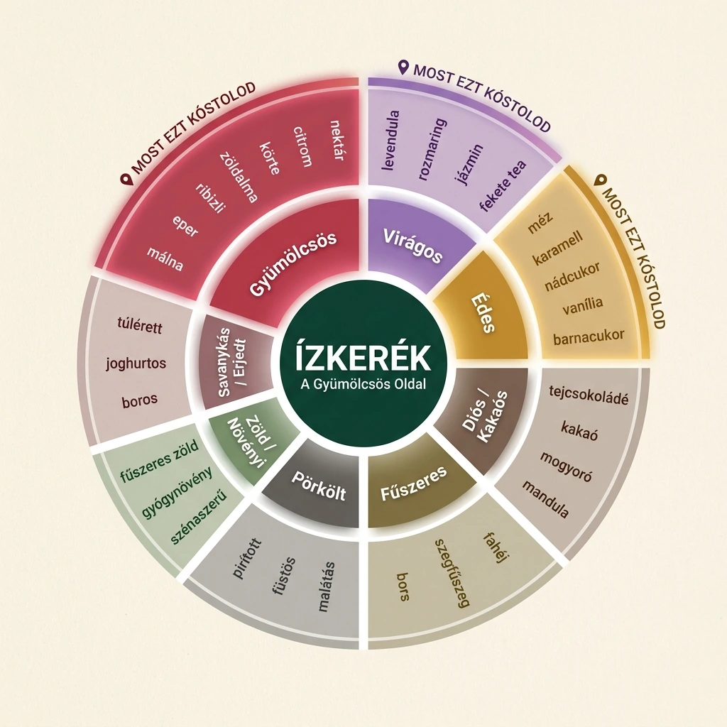 Kávé ízkerék – A Gyümölcsös Oldal: gyümölcsös, virágos és édes ízjegyek
