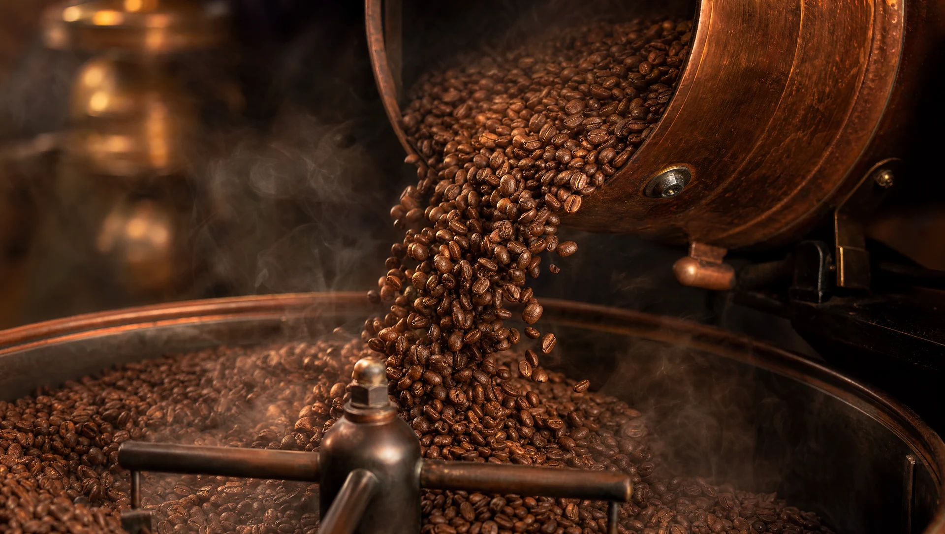 Frissen pörkölt bio arabica kávébab a pörkölőből